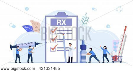 Rx Medical Prescription Drug Vector Illustration Concept Medicine Prescription With Medicines Prescr