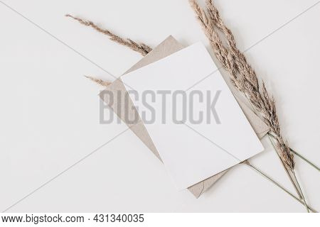 Autumn Wedding, Birthday Stationery Composition. Blank Greeting Card, Invitation Mockup, Craft Envel