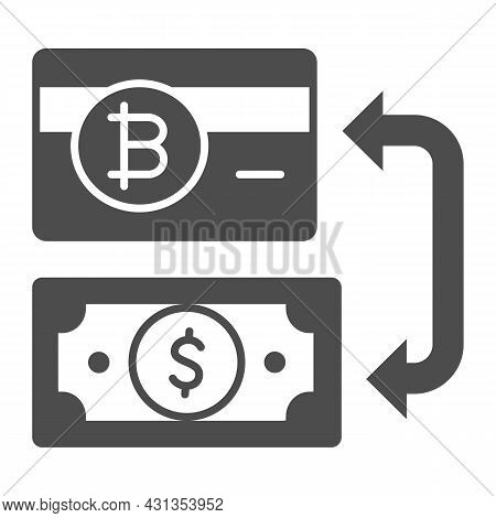 Currency And Electronic Money Exchange Solid Icon, Cryptocurrency Concept, Btc Usd Vector Sign On Wh