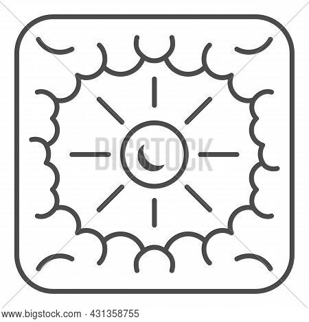 Sun Shine Through Clouds Thin Line Icon, Weather And Climate Concept, Sunshine Cloudy Sky Vector Sig