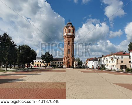 Water Tower On The Square In Staraya Russa Summer Day