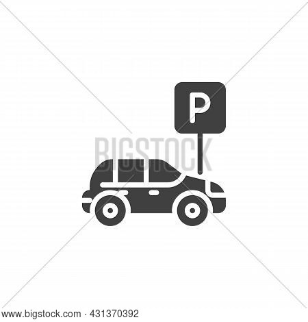 Car Parking Sign Vector Icon. Filled Flat Sign For Mobile Concept And Web Design. Auto Parking Zone 
