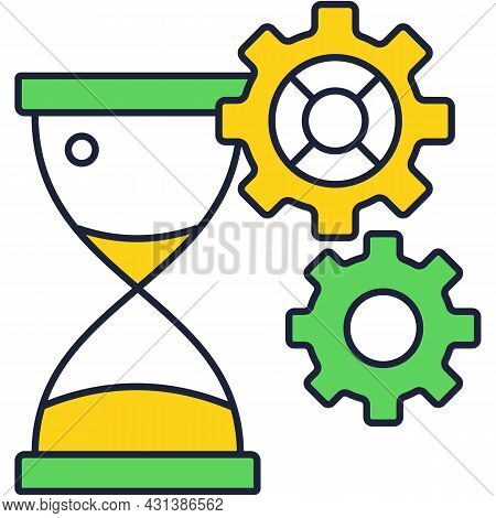 Hourglass And Gear Cog Wheal Vector Icon