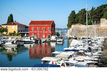 Zadar, Croatia - July 29, 2021: Port Of Fosa In The City Of Zadar, Croatia