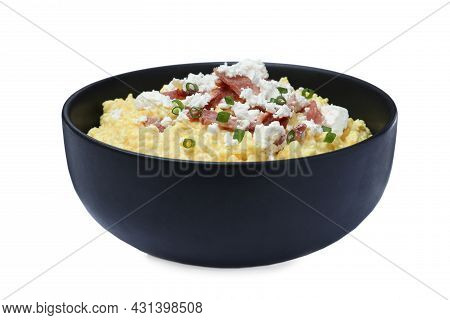 Delicious Traditional Banosh In Bowl Isolated On White