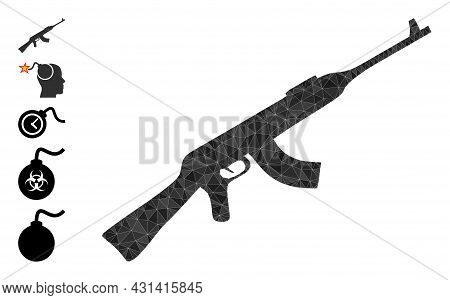 Triangle Kalashnikov Gun Polygonal 2d Illustration, And Similar Icons. Kalashnikov Gun Is Filled Wit