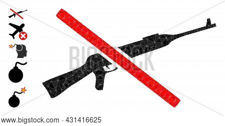 Triangle Stop Kalashnikov Gun Polygonal Icon Illustration, And Similar Icons. Stop Kalashnikov Gun I