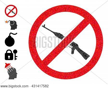 Triangle Forbid Kalashnikov Weapon Polygonal Symbol Illustration, And Similar Icons. Forbid Kalashni