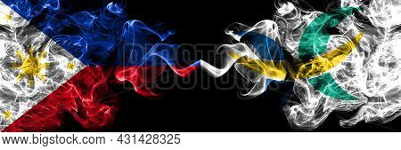 Philippines, Filipino Vs Japan, Japanese, Hokuto, Hokkaido, Oshima, Subprefecture Smoke Flags Side B