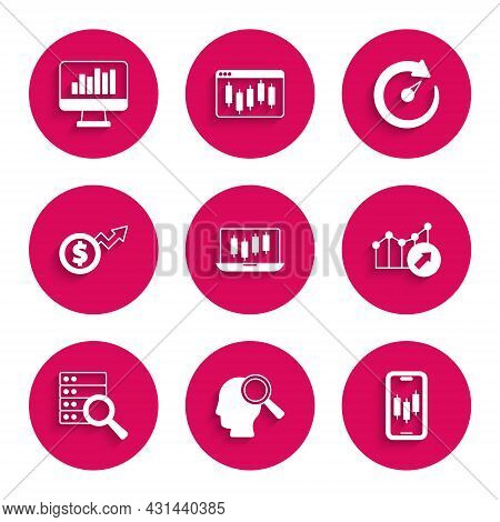 Set Stocks Market Growth Graphs, Search People, Mobile Stock Trading, Financial, Server, Dollar, Dig
