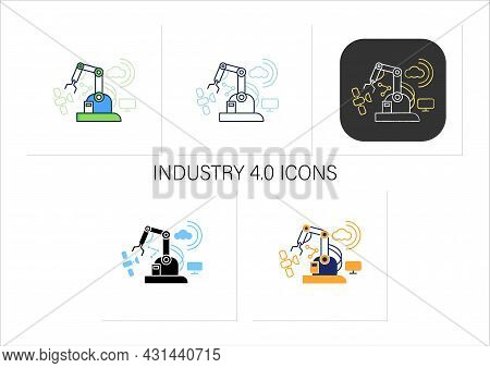 Industry 4.0 Icons Set.cyber Physical System. Connectivity.smart Technologies, Big Data. Digital Tra