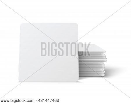 Square Beermat, Bierdeckel Isolated On White Background With Shadow.