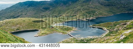 Beautiful Landscape Panorama Of Pyg Track Near Miners Track In Snowdonia National Park In North Wale