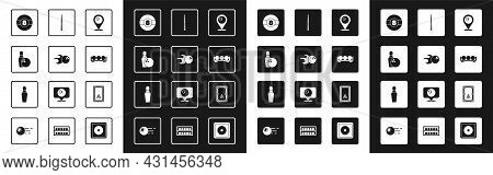 Set Location With Billiard Ball, Bowling, Pin And, Billiard, Balls Stand, Cue, Table And Icon. Vecto