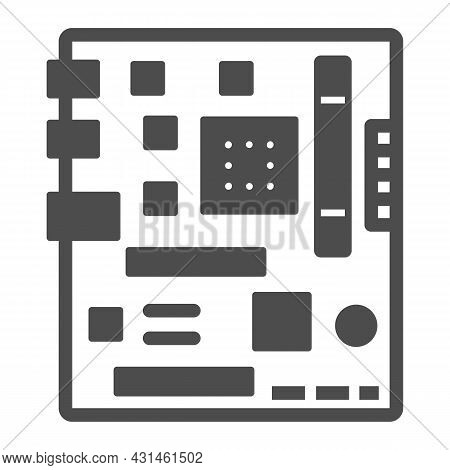 Motherboard Square Shape Layout Solid Icon, Electronics Concept, Microchip Fragments Vector Sign On 