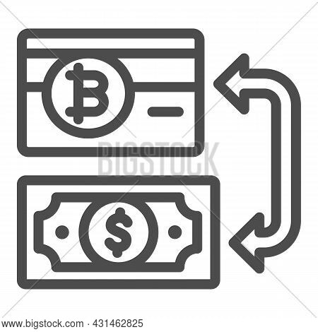 Currency And Electronic Money Exchange Line Icon, Cryptocurrency Concept, Btc Usd Vector Sign On Whi