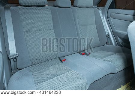 Novosibirsk, Russia - July 28, 2021: Chevrolet Lacetti, Rear Seat For Passengers In Black Textile