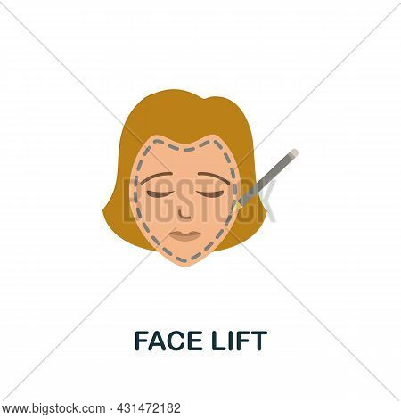 Face Lift Flat Icon. Colored Sign From Plastic Surgery Collection. Creative Face Lift Icon Illustrat
