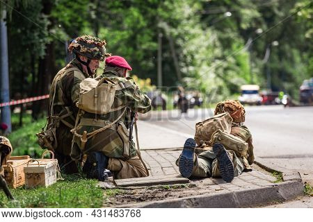 Porabka, Poland - August 07, 2021 : Reconstruction Of Battle From The Second World War. British Airb