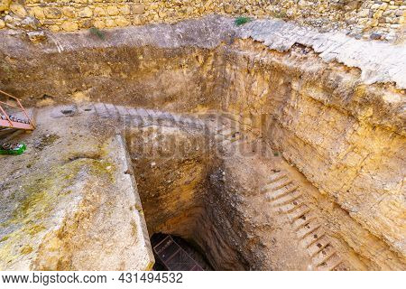 View Of An Ancient Water System Entrance Remains, In Tel Hazor National Park, A Unesco World Heritag