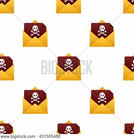 Red Email Virus Pattern. Computer Screen. Vector Stock Illustration.