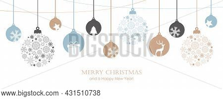 Merry Christmas Card With Hanging Ball Decoratoin