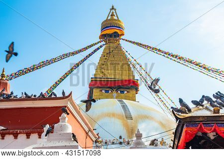 Boudhanath Stupa The Largest Stupas In The World Located In Kathmandu The Capital City Of Nepal. Bou