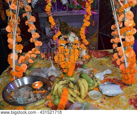 Delhi - India 
30th Aug 2021
Lord Krishna Idol Or Statue During Janmastami Festival Celebration To M