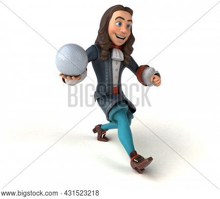 3D Illustration of a cartoon man in historical baroque costume
