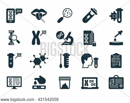 Dna Laboratory Research Set Silhouette Icon. Lab For Genetic Analysis Pictogram. Sample Kit For Gene