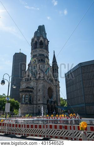 Berlin, Germany - August 12 , 2021 - View Of The Kaiser Wilhelm Memorial Church In Berlin.