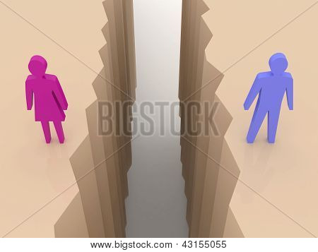 Erkek ve kadın iki ayrılık crack bölme.