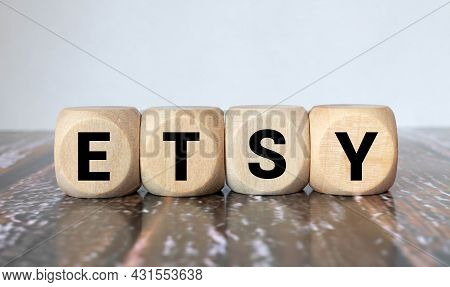 Word Etsy On Wooden Block, Business Concept