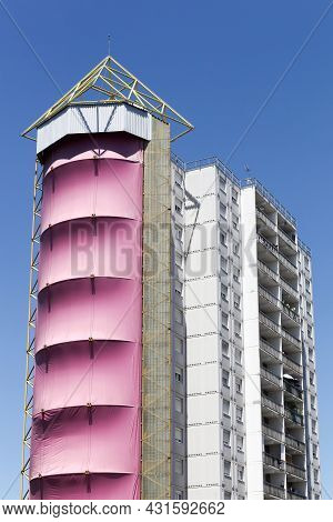 Vaulx En Velin, France - June 13, 2019: Tower Du Mas Du Taureau In Vaulx En Velin, France