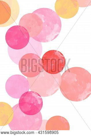 Pastel Pink, Yellow, Beige Watercolor Hand Painted Polka Dot Seamless Pattern On White Background. P