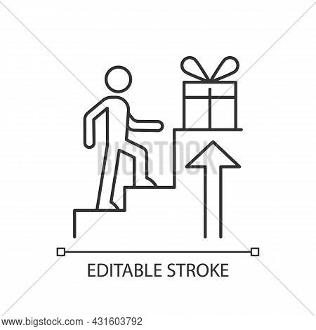 Reward Based Motivation Linear Icon. Outside Incentive. Way To Boost And Inspire Someone To Act. Thi