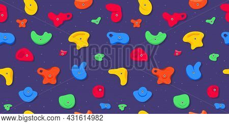 Seamless Pattern Of Climbing Grips Or Holds In The Gym Bouldering Training Flat Style Design Vector 