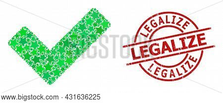 True Star Mosaic And Grunge Legalize Badge. Red Watermark With Unclean Style And Legalize Slogan Ins