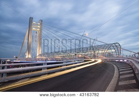 Modern bridge at night