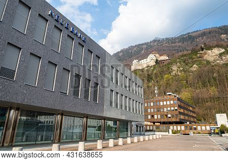 Vaduz, Liechtenstein - March 28, 2020: Neue Bank Is A Private Bank Based In Vaduz In The Principalit