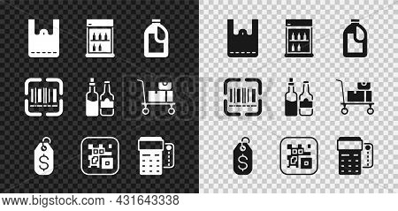 Set Paper Shopping Bag, Commercial Refrigerator, Bottle For Cleaning Agent, Price Tag With Dollar, Q