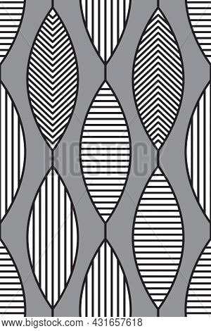 Vector Seamless Geometric Pattern. Simple Abstract Leaves. Background With Repeating Elements.