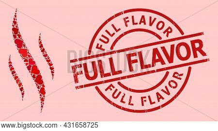 Rubber Full Flavor Stamp Seal, And Red Love Heart Mosaic For Aroma. Red Round Stamp Seal Contains Fu
