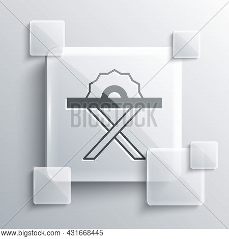 Grey Electric Circular Saw With Steel Toothed Disc Icon Isolated On Grey Background. Electric Hand T