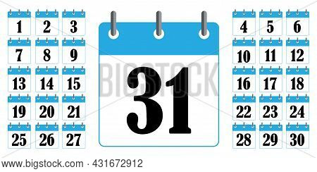 Blue Calendar Page. Planner Concept. Year Date. Art Design. Banner For Paper Page. Vector Illustrati