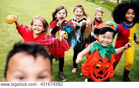 Little kids at a Halloween party