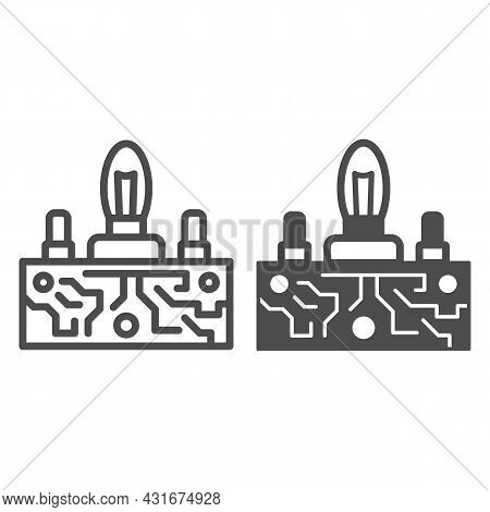 Lampas Pcb Control Line And Solid Icon, Electronics Concept, Printed Circuit Board Lamps Vector Sign