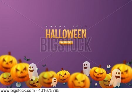 Halloween Pumpkin Blue Background Illustration Background Character