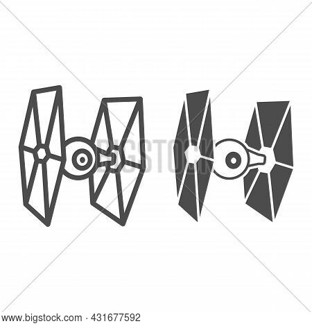 Tie Fighter Line And Solid Icon, Star Wars Concept, Imperial Starfighter Eyeball Vector Sign On Whit