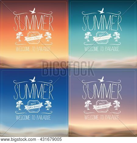 Set Of Four Summer Background Vector Illustrations